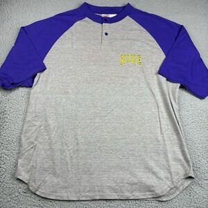 Vintage 90s Nike Raglan Jersey T-Shirt Large Purple Gray 3/4 Sleeve Swoosh
